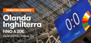 Bonus 20€ su Betsson per Olanda Inghilterra
