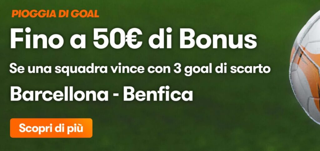 Bonus Barcellona Benfica su Betsson: 50€! 1 Bonus Barcellona Benfica su Betsson
