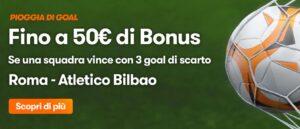 Bonus Roma Atletico Bilbao su Betsson