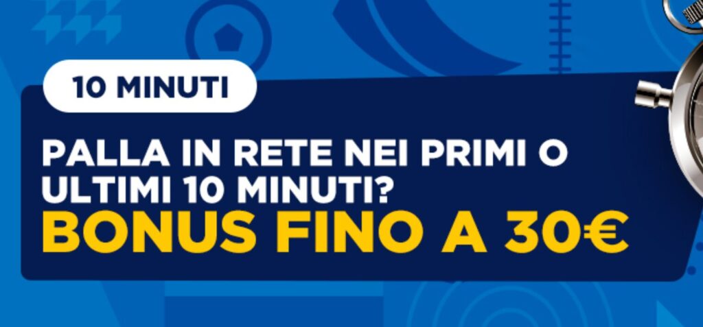 Promo 10 Minuti su Goldbet: 30€ di Bonus! 1 Promo 10 Minuti su Goldbet