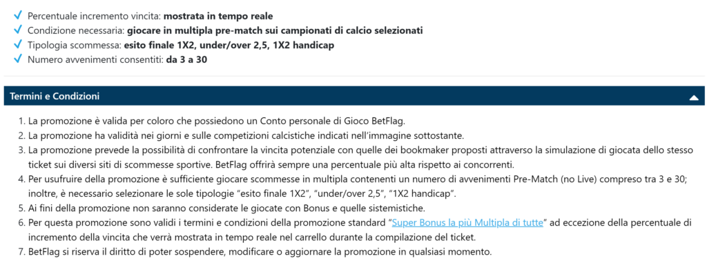 Prova la Promo di Betflag Multipla Imbattibile! 2 Regole Promo Multipla Imbattibile