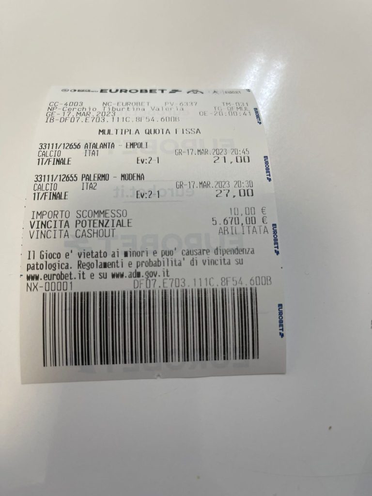 Abruzzo: Vince 5.670€ Puntando su Parziale/Finale 1 Vincita Scommessa Abruzzo
